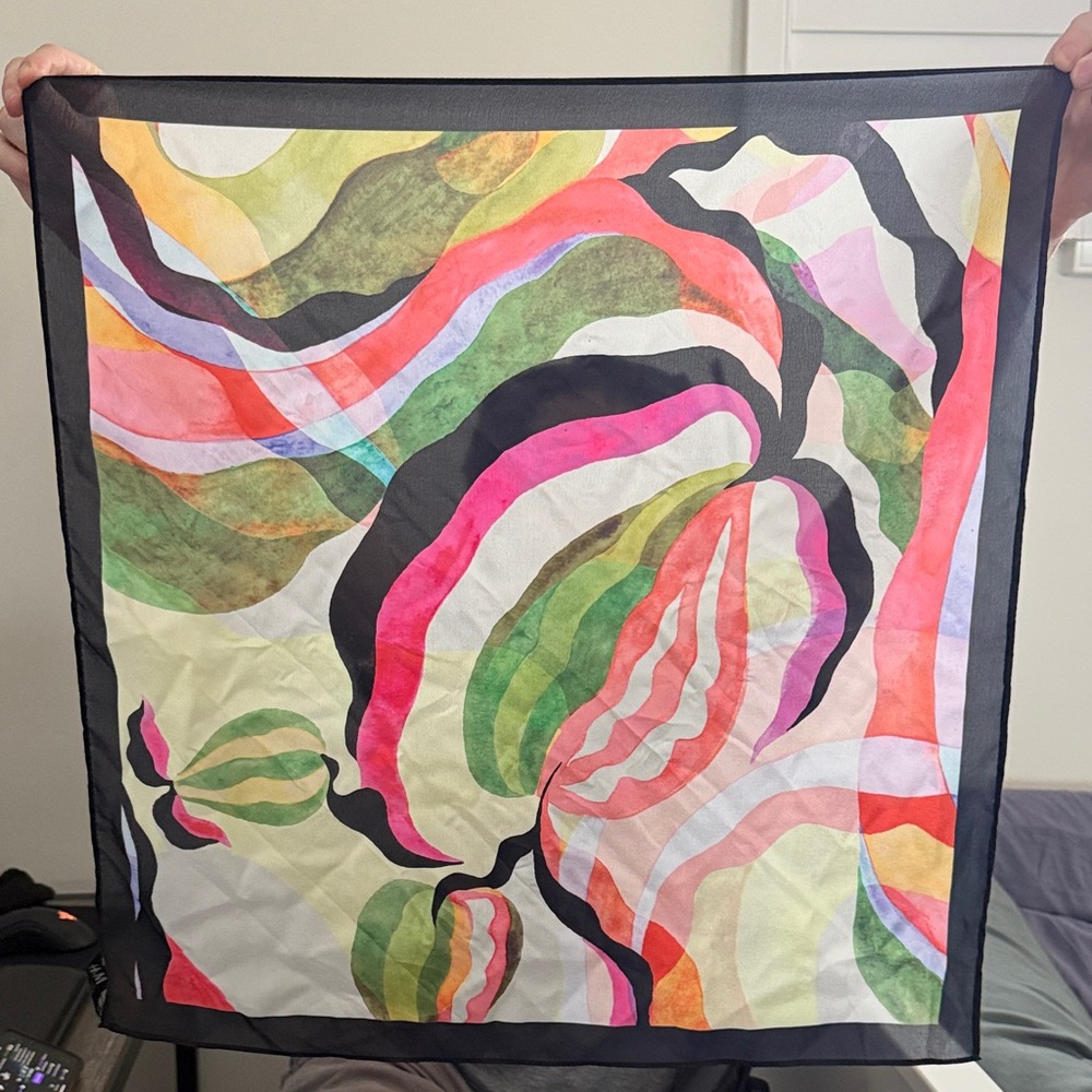 H&M Multicolor Watercolor Abstract Scarf like new